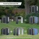 Outdoor storage shed extension kit for 7 ft width, made of durable color coated steel, adds 14.7 ft² storage space.