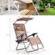 Folding recliner lounge chair with adjustable shade canopy, cup holder, and steel frame for outdoor relaxation.