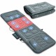 Foldable massage mat with heat and 10 vibration motors, featuring plush surface for neck, back, and leg relief at home.
