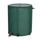 53-gallon portable collapsible rain barrel in green, made of durable PVC, with dual-way zippered top and spigot for.