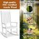 White high back rocking chair made of acacia wood, suitable for indoor and outdoor use, ideal for patio relaxation.