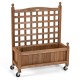 Wood planter box with trellis, 6.5'' deep, made of fir wood, mobile on wheels, ideal for climbing plants and gardening.