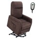 Power lift recliner chair in brown with remote control, designed for elderly comfort and support, adjustable from.