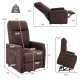 Power lift recliner chair in brown with remote control, adjustable backrest, and ergonomic design for elderly support.