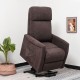 Power lift recliner chair in brown with remote control, ergonomic design, adjustable backrest, ideal for elderly.