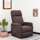 Power lift recliner chair in brown with remote control, ergonomic design, adjustable backrest for elderly comfort.