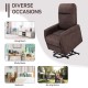 Power lift recliner chair in brown with remote control, designed for elderly comfort and support in various settings.