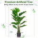 5-foot artificial monstera tree with 15 large leaves in a solid pot, perfect for indoor or outdoor decoration.