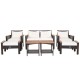 7-piece patio rattan furniture set with cushioned loveseat, chairs, and tables for outdoor relaxation and comfort.