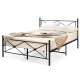 Full/Queen size metal bed frame with headboard, featuring sturdy slats and under-bed storage, perfect for modern.