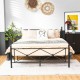 Full/Queen size metal bed frame with elegant headboard, sturdy slats, and 13.5" under-bed storage for versatile use.