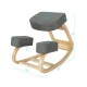 Ergonomic gray kneeling chair with curved base, elastic cushion, and solid wood structure for improved posture and.