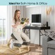 Ergonomic gray kneeling chair with curved base for rocking, ideal for home and office use, promoting better posture.