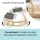 Ergonomic kneeling chair with curved base for rocking, gray elastic cushion, promotes upright posture and relieves back.
