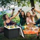10-gallon black storage cooler with removable lid, perfect for outdoor picnics and gatherings, doubles as a side table.