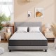Medium firm 8-inch memory foam mattress shown on a bed frame, featuring breathable polyester cover for comfort and.