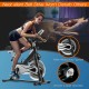 Exercise bike with 40 lbs flywheel, adjustable seat and handlebars, featuring a quiet belt drive for smooth operation.