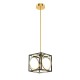 Cube LED pendant light in gold and black with adjustable suspender, ideal for modern kitchens and living spaces.