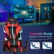 Ergonomic red gaming chair with dynamic RGB LED lights, adjustable lumbar support, and smooth rolling casters for.