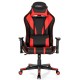 Ergonomic red and black gaming chair with adjustable lumbar support and dynamic RGB LED lights for enhanced gaming.
