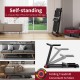 Folding treadmill with U-shaped base, 3.75HP motor, and LCD display, ideal for home workouts and easy storage.