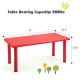 Red kids plastic rectangular learn and play table, 47"x23.5", ASTM certified, suitable for indoor and outdoor use.