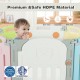 Foldable 14-panel baby playpen in multicolor, made of safe HDPE material, featuring a safety lock and non-slip rubber.