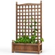 Wood planter box with trellis, featuring a spacious design for planting and supporting climbing plants in outdoor.