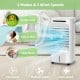 Portable evaporative air cooler in white with 3 modes, 3 speeds, and a 10L water tank for efficient summer cooling.