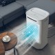 Portable 4-in-1 evaporative air cooler in white with adjustable oscillation, timer, and remote control for summer.