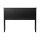 Front view of the black flat panel headboard, crafted from sturdy pine wood and plywood, featuring smooth edges for.