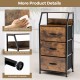 Freestanding cabinet dresser with wooden top, featuring 3 folding drawers and adjustable foot pads for versatile.