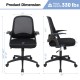 Adjustable mesh office chair with flip-up armrests, ergonomic backrest, and 330 lbs capacity for comfortable desk use.
