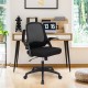 Single black mesh office chair with a thick cushion and ergonomic design, ideal for home office and workspace comfort.