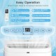 White 9000BTU portable air conditioner control panel with remote, featuring timer and three wind speeds for versatile.