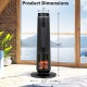 1500W black space heater with 3D flame effect, 30" tall, oscillates 80°, ideal for indoor heating and decoration.