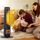 1500W black space heater with 3D flame effect, quick heating, and oscillation, perfect for indoor warmth and decor.