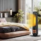 Black 1500W PTC fast heating space heater with 3D flame effect, suitable for indoor use in bedrooms or living rooms.