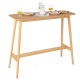 Bamboo bar table with natural finish, 48 inches, featuring rounded corners and cross bars for stability, ideal for.