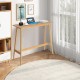 Bamboo bar table with natural finish, featuring a simple design and rounded corners, ideal for dining or living spaces.