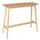Bamboo bar table with a natural finish, featuring rounded corners and cross bars for stability, ideal for dining or.