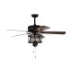 50-inch black ceiling fan with lights, reversible blades, and pull chain control, perfect for living rooms or bedrooms.