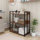 Three-tier industrial bookshelf with a stylish wood finish and adjustable shelves, ideal for home organization and.