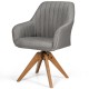 Gray fabric swivel accent chair with a spacious seat and beech wood legs, designed for comfort and stability in any.
