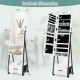 Jewelry cabinet with full-length mirror, white MDF, large storage, lockable wheels, ideal for space-saving organization.