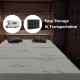 Tri-fold memory foam mattress topper with bamboo cover, ideal for RVs and camping, includes carrying bag for easy.
