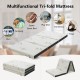 Tri-fold memory foam mattress with bamboo cover, ideal for camping, yoga, or as a portable bed with carrying bag.