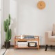 2-tier acacia wood shoe rack with 4 side metal hooks, ideal for compact storage in entryway or bedroom.