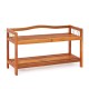 2-tier acacia wood shoe rack featuring a sturdy design with side metal hooks, perfect for organizing shoes in any space.
