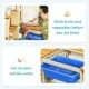 Kids outdoor wooden kitchen playset with blue basin and faucet, perfect for imaginative cooking and outdoor fun.